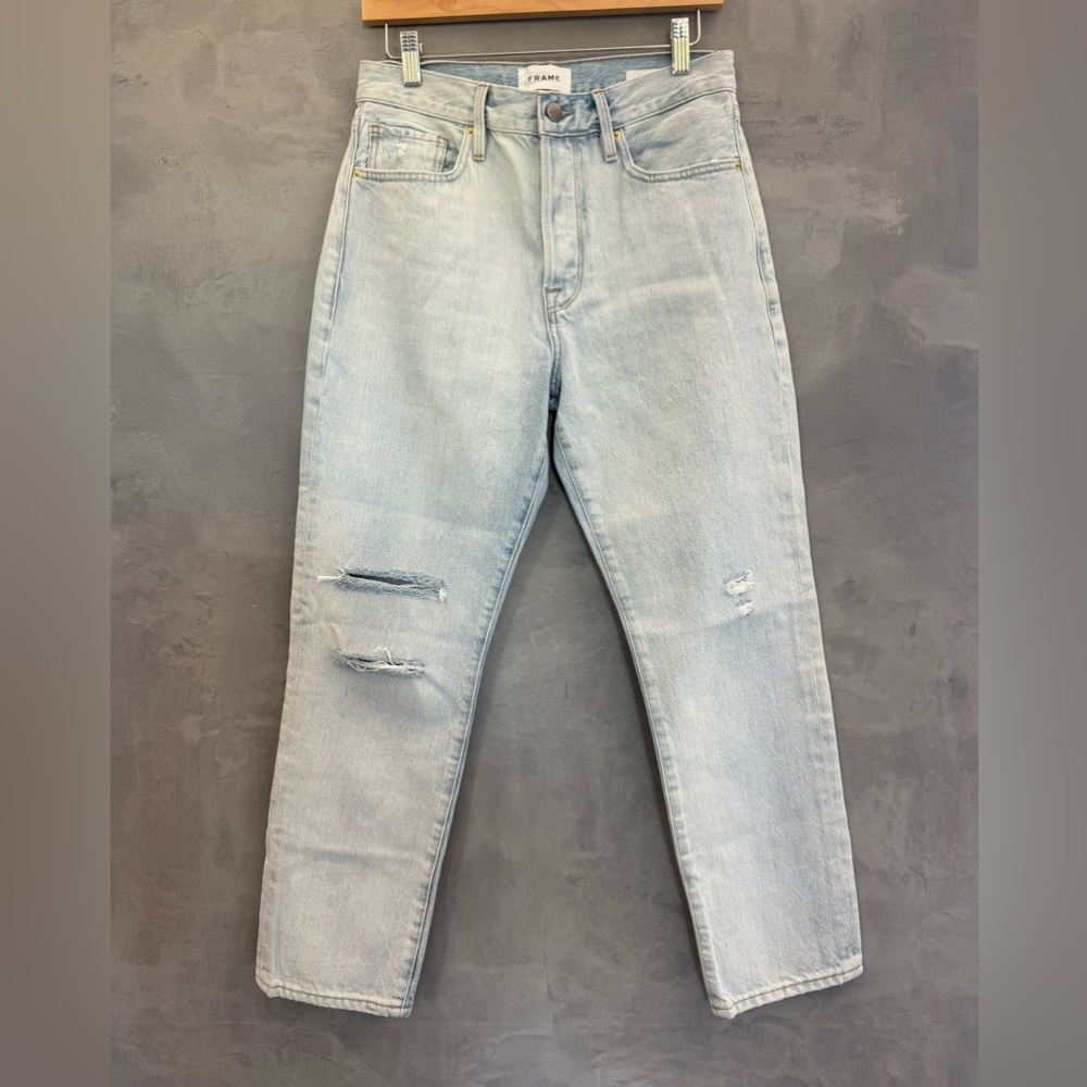 FRAME Denim Le Original High Rise Crop Rip Jeans Light Blue Size 27 NWOT